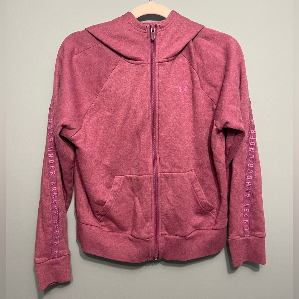 Under Armour Women's Pink Full-Zip Hoodie Sweater